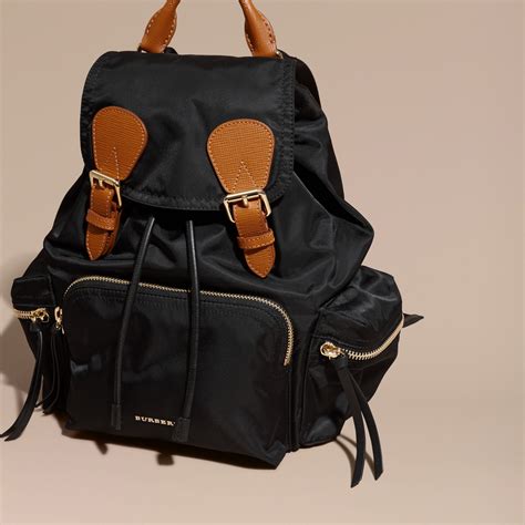 The Medium Rucksack In Technical Nylon And Leather In Black